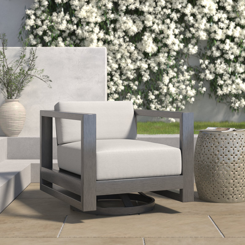 Georgie Swivel Aluminum Outdoor Lounge Chair , Sunbrella® Cushions Included, Cast Silver Sunbrella®