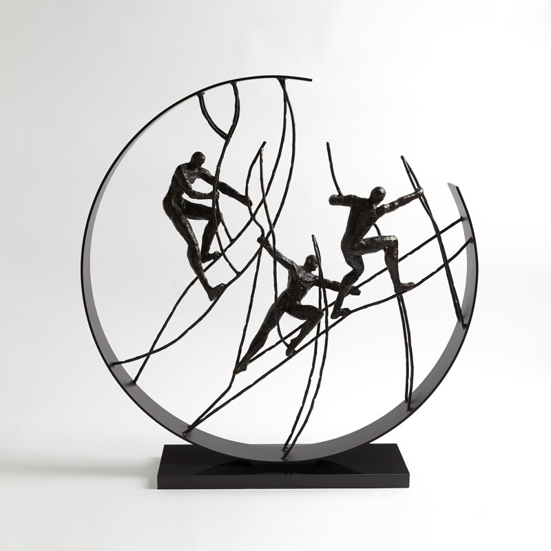 Contemporary Climb to the Top 34" Metal Statue with Granite Base