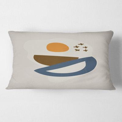 Abstract Sun Moon Geometric Print I - Modern Printed Pillow