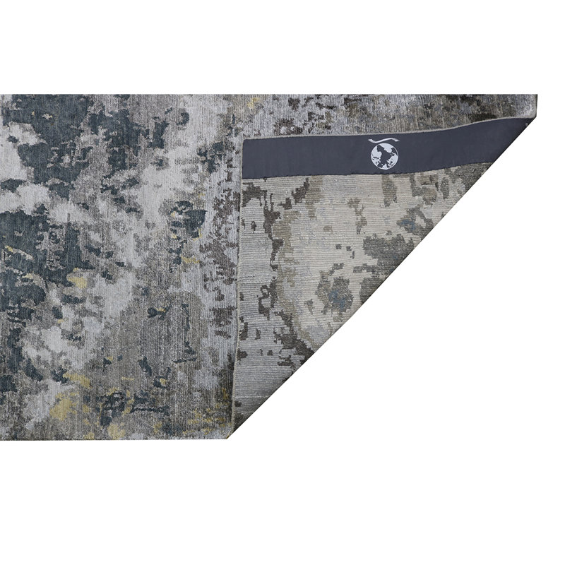 Tapis bleu de haute qualité noué à la main, Rectangle 8 pi x 10 pi