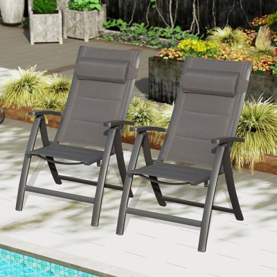 Patio Folding Chairs Set Of 2,Padded PVC-coated polyester Fabric Seat