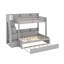 Lit simple superposé au dessus d'un lit double avec escalier de rangement, lit gigogne, tablettes de rangement et port USB-283903869
