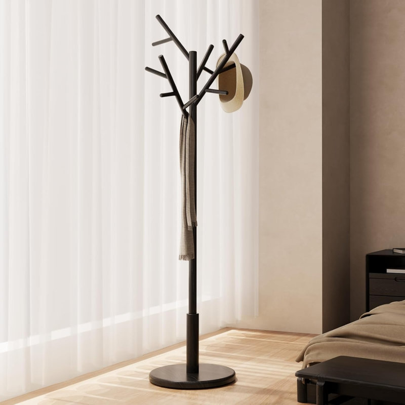 Solid Wood Freestanding 12 - Hook, Black