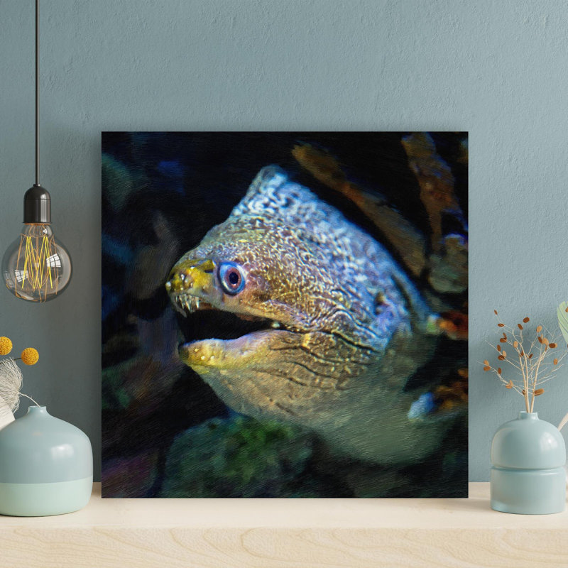 Un poisson moche avec une gueule ouverte - 1 pièce, reproduction d'impression sur toile tendue, H 32 po x l 32 po