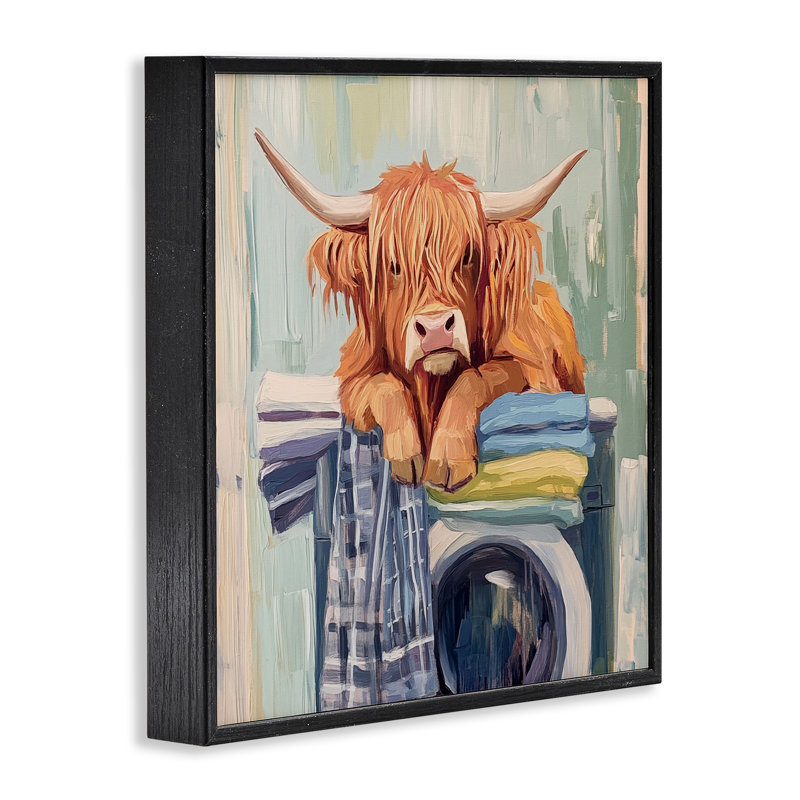 Giclée encadrée «Vache fatiguée» par Nina Blue, Giclée encadrée noir minuit, H 12 po x l 12 po
