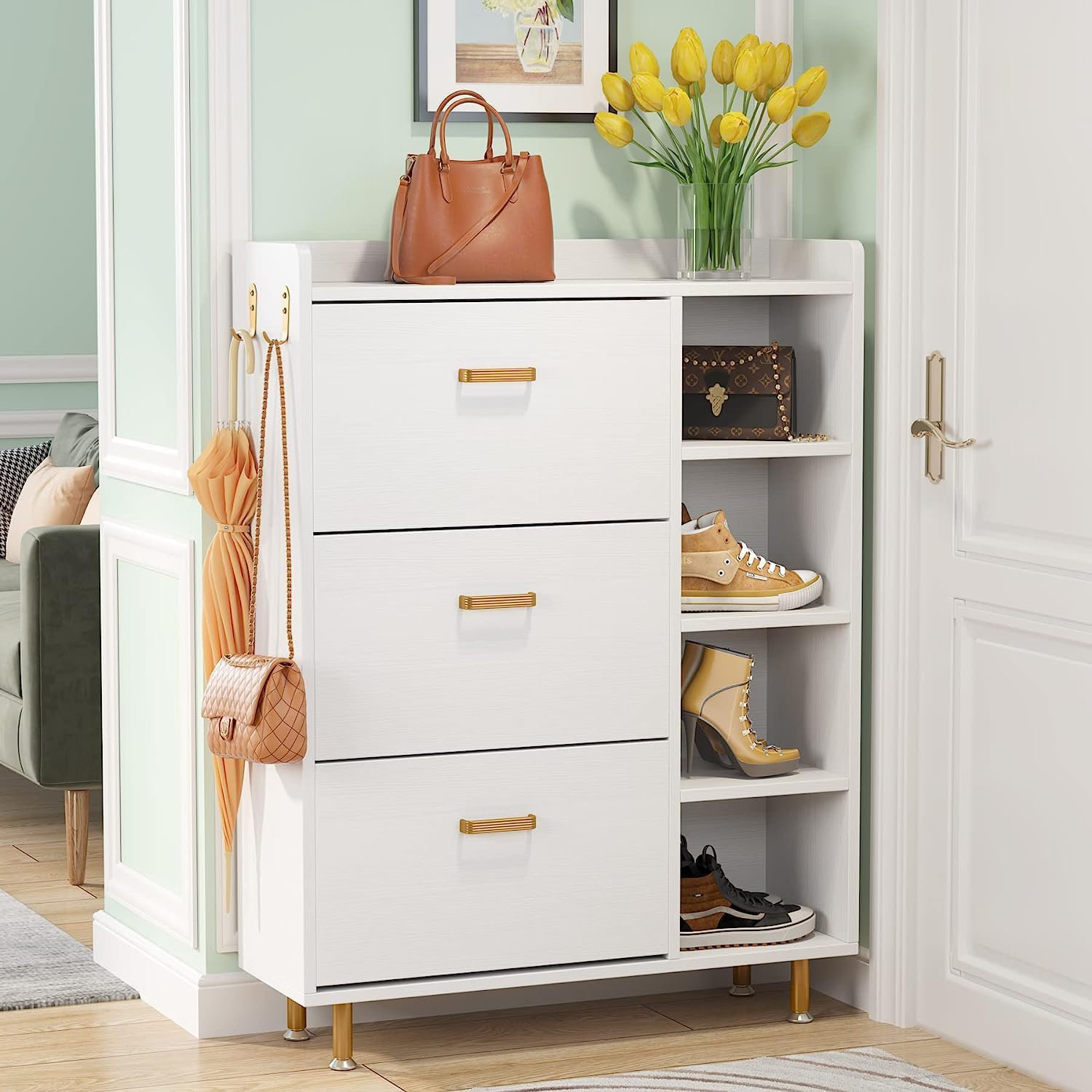 TribeSigns Tribesigns Shoe Cabinet with Flip Doors for Entryway, 2