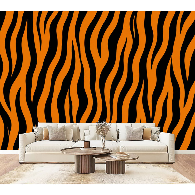 Papier peint adhésif auto-adhésif moderne pour la chambre à coucher avec peau de bête et rayures abstraites zèbre
