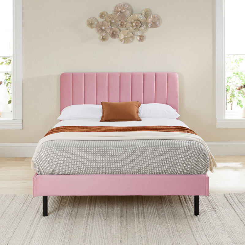 Marguerite Upholstered Bed, Small Double (4'), Pink