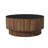 Montoya 34" Round Coffee Table, Black Top Coffee Table with Brown Mango Wood Fluted Plinth Base