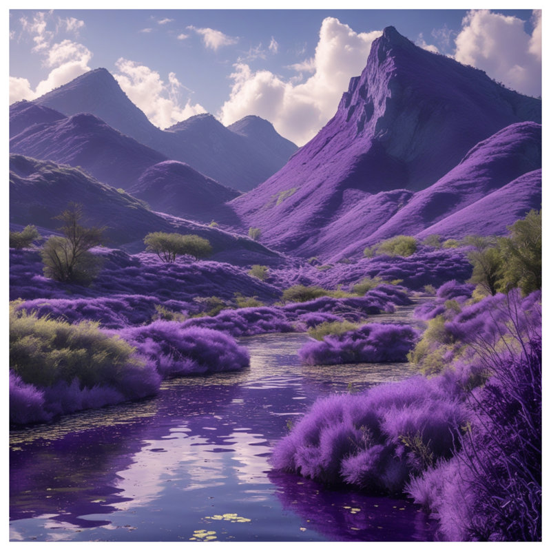 Tapis de bain Lavender Mountain Landscape, L 24 po x L 17 po