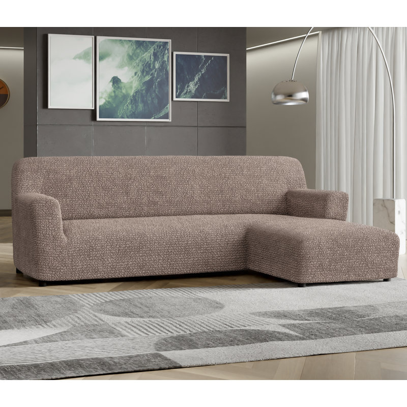Stretchy Slipcover for Chaise Sectional - Easy to Clean & Durable - Comfort Collection (Right Chaise), Marsala