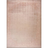 Washed Out Light Cream and Rose Color Big Antique Chinese Deco Rug