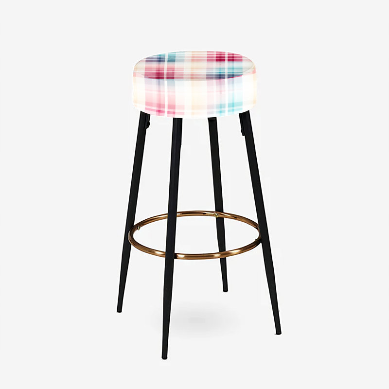 Ensemble de 2 tabourets de bar à carreaux bleus et roses