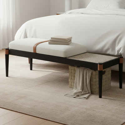 Banc rembourré en tissu texturé Nara