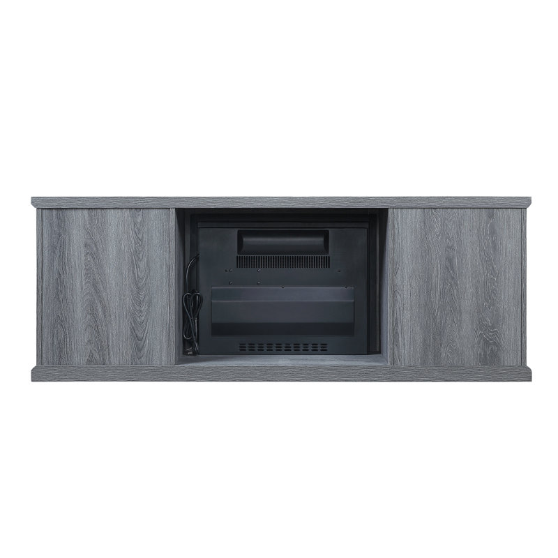 60'' W Wood Grain Gray Electric Fireplace