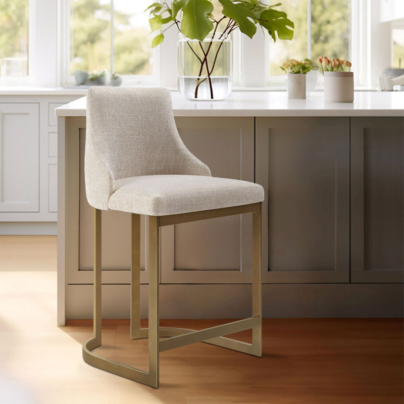 Bryce 26"H Upholstered Counter Stool with Metal Base