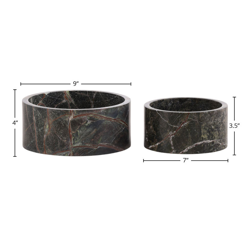 Farran Bidasar Marble Bowl, Green (Set of 2)