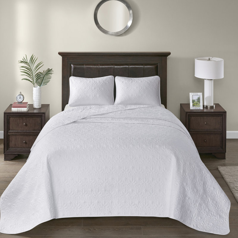 Couvre-lit réversible - blanc, intérieur en coton confortable, design attrayant, s'adapte bien aux matelas, confort prélavé facile à nettoyer, motif ajoutant du style, facilement lavable
