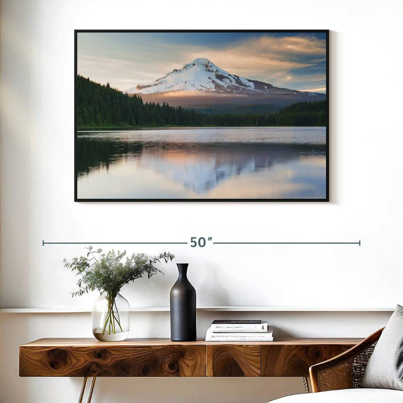 Mount Hood Panorama, Floating Frame Black, 40" X 27"