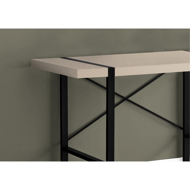 Bureau d'écriture contemporain pour espace de bureau à domicile - l 48 po stratifié beige avec pieds en métal noir stable travail moderne l 49 po taupe