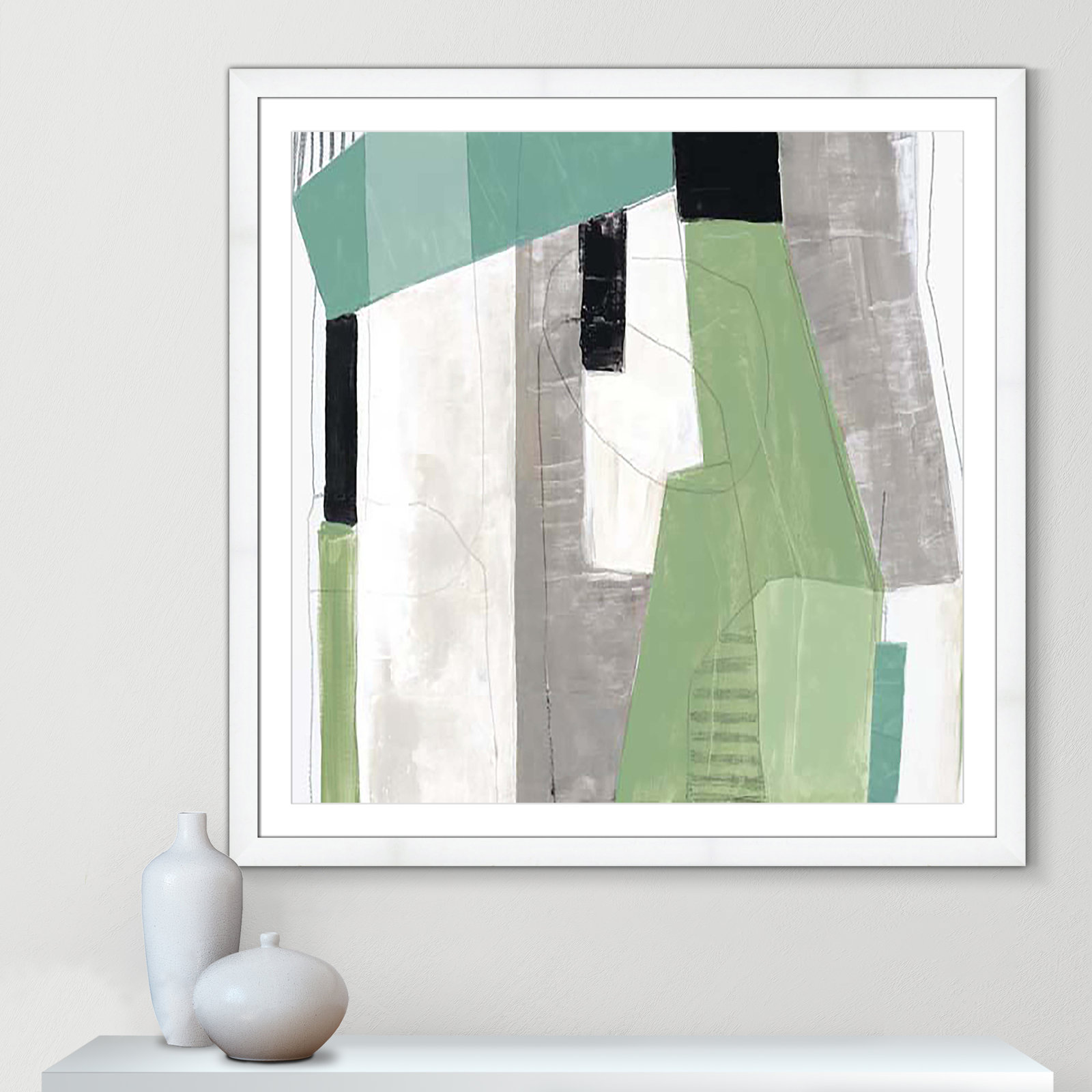 Evergreen Essence I Print, 42.5" H x 42.5" W x 1.25" D, White Cube Framed