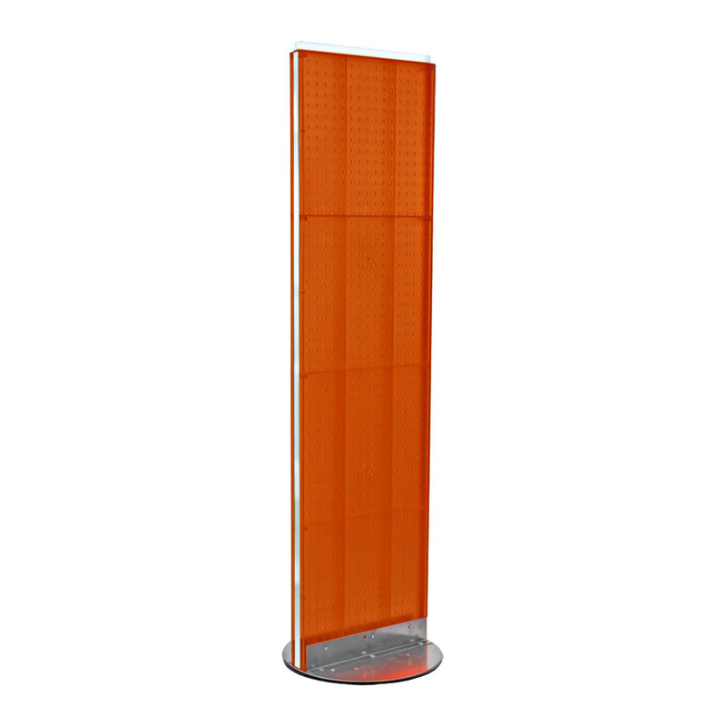 Orange Styrene Pegboard Display with Silver Revolving Base