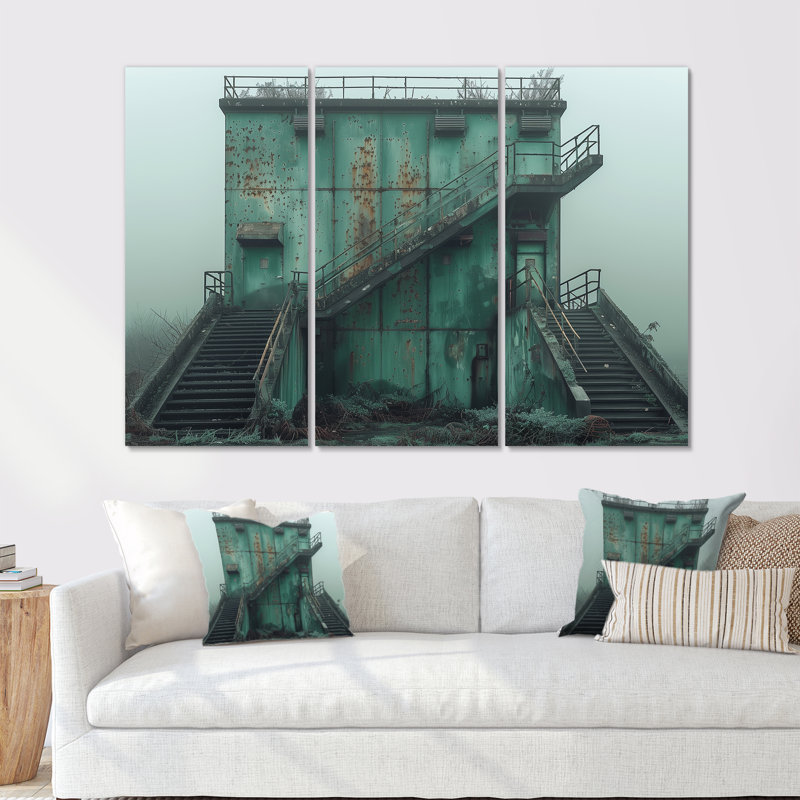 Monocrhome, ensemble d'art mural gris et vert, Métal métal, H 28 po x l 36 po x P 1 po