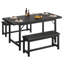 Ensemble de table de salle à manger pour 4-8, ensemble de 3 pièces extensibles 63 po avec 2 bancs rembourrés - Grande table de cuisine rectangulaire avec structure en métal pour économiser de l'espace dans les appartements-402582555