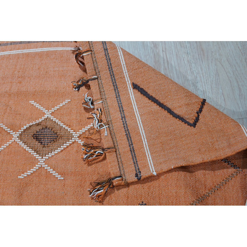 Coral Flat Weave Wool Diamond Starburst Geometric Modern Contemporary Carpet Rug, 7'9 x 9'9