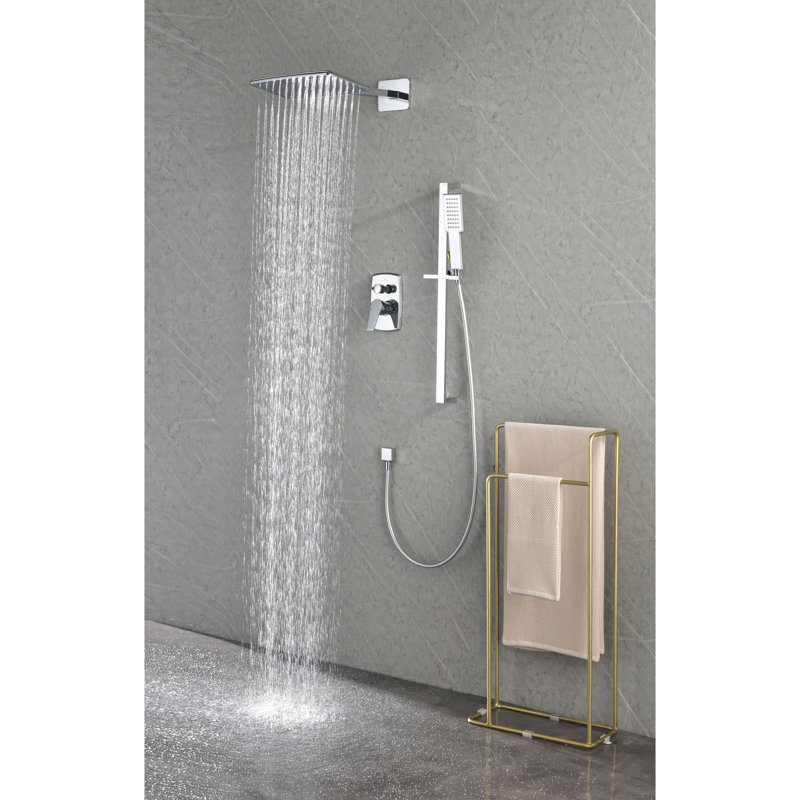Système de douche avec pomme de douche, douchette à main, barre coulissante, tuyau, garniture de soupape pour un temps douillet dans le bar, accessoires