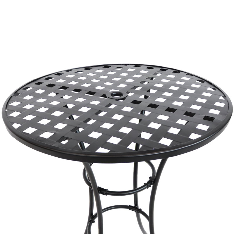 Ensemble de bar de patio en fer forgé 3 pièces avec table et chaises Groce