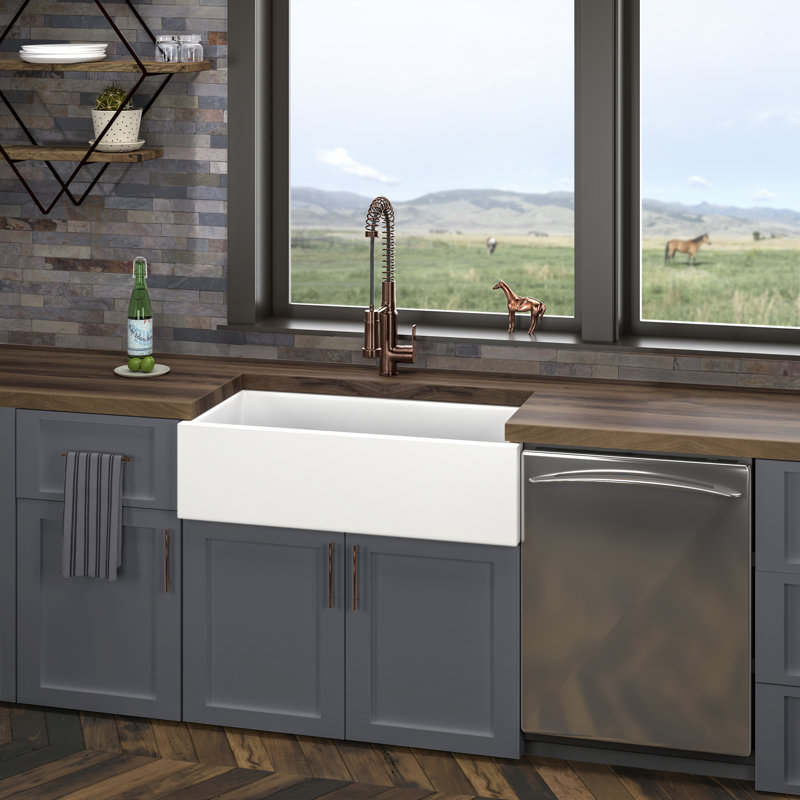Cahaba 18'' W Single Bowl Fireclay Farmhouse Kitchen Sink 0