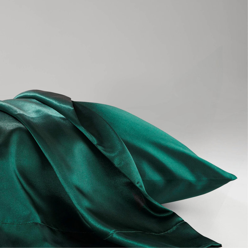 Ensemble de draps en satin de luxe, Champagne, Édredon double + 3 pièces supplémentaires