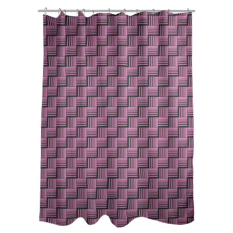 Rideau de douche simple basketweave rayures classic, Rose