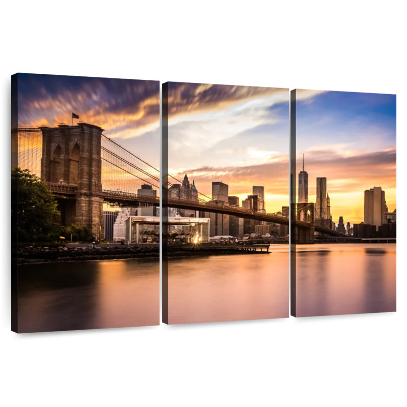 Lilie Brooklyn Bridge Sunset, H 24 po x l 38 po