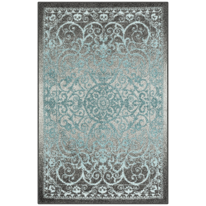 Tapis oriental intense Dreyfuss, Rectangle 2 pi 6 po x 3 pi 10 po,  Grey/Blue 