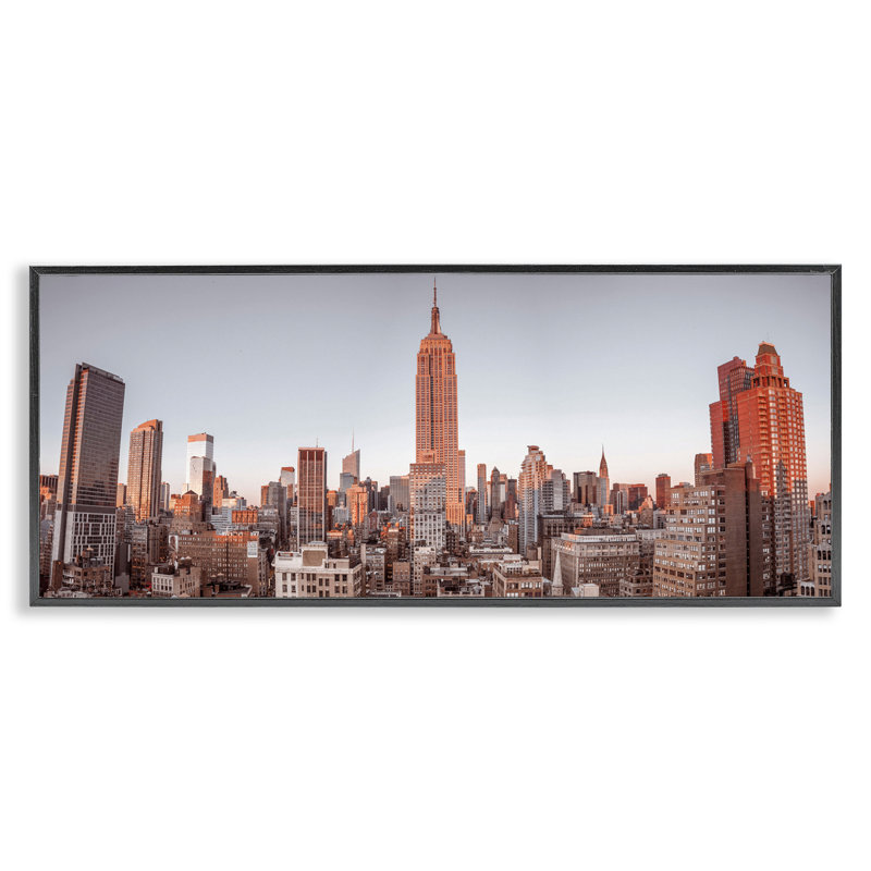 New Day New York City, estampe numérique, design par Assaf Frank, H 10 po x l 24 po, Giclée encadrée noir minuit