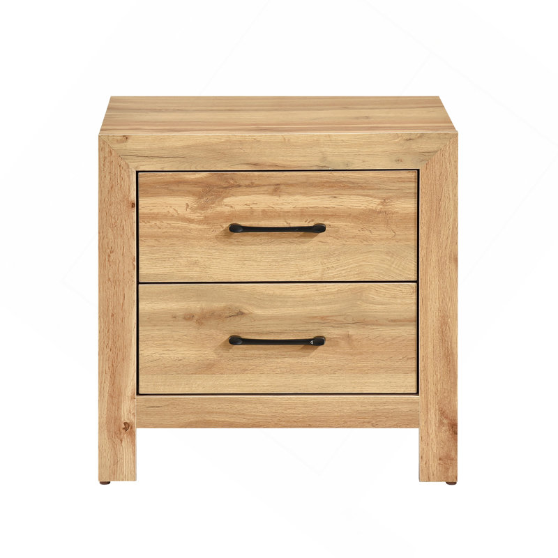 Table de chevet avec poignées 2 pièces, Naturel