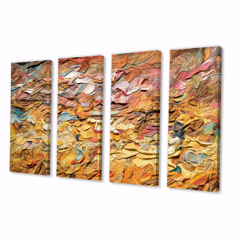 «Terracotta Bliss Abstract I», reproduction de toile tendue 4 pièces