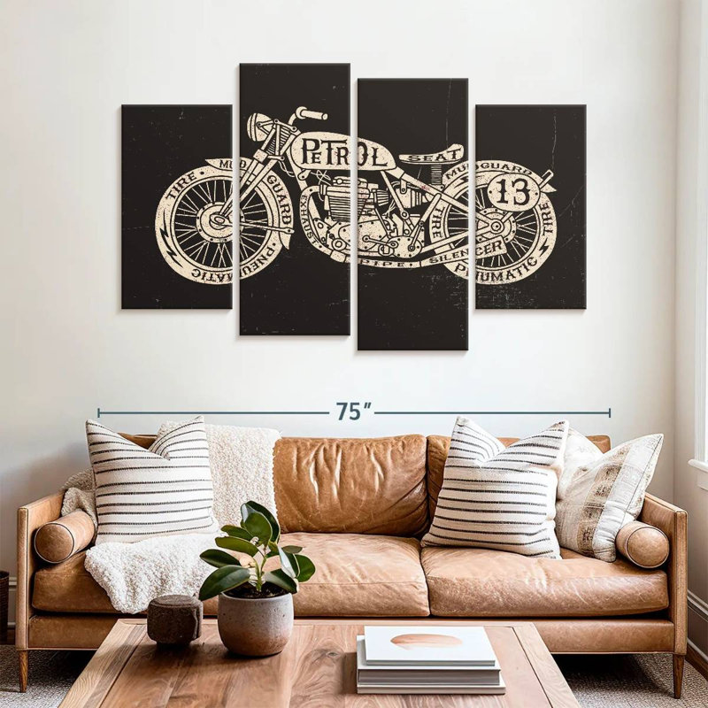 Mehar, typographie de motos rétro, H 42 po x l 68 po