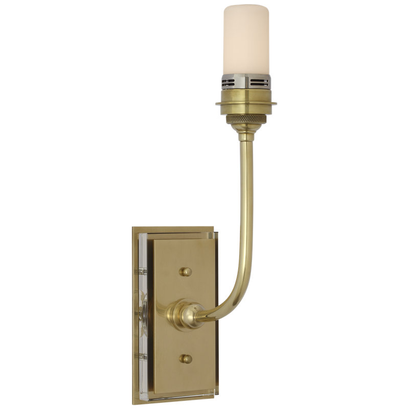 Thomas O'Brien Hulton 17" Cordless Single Sconce with Linen Shade, Hand-Rubbed Antique Brass