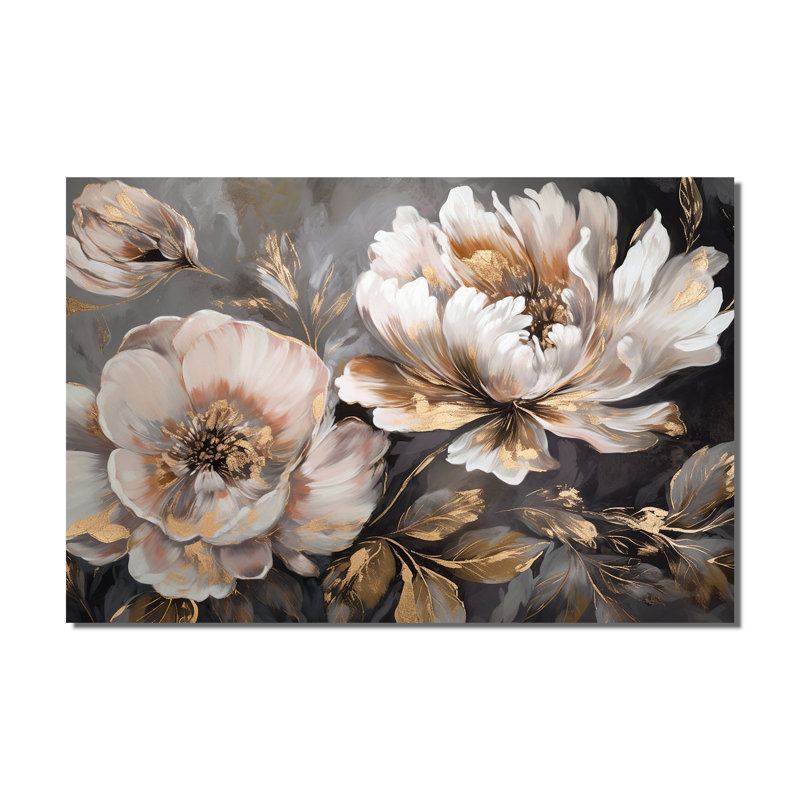Pivoine blanche et grise en mouvement IV - pivoines murales