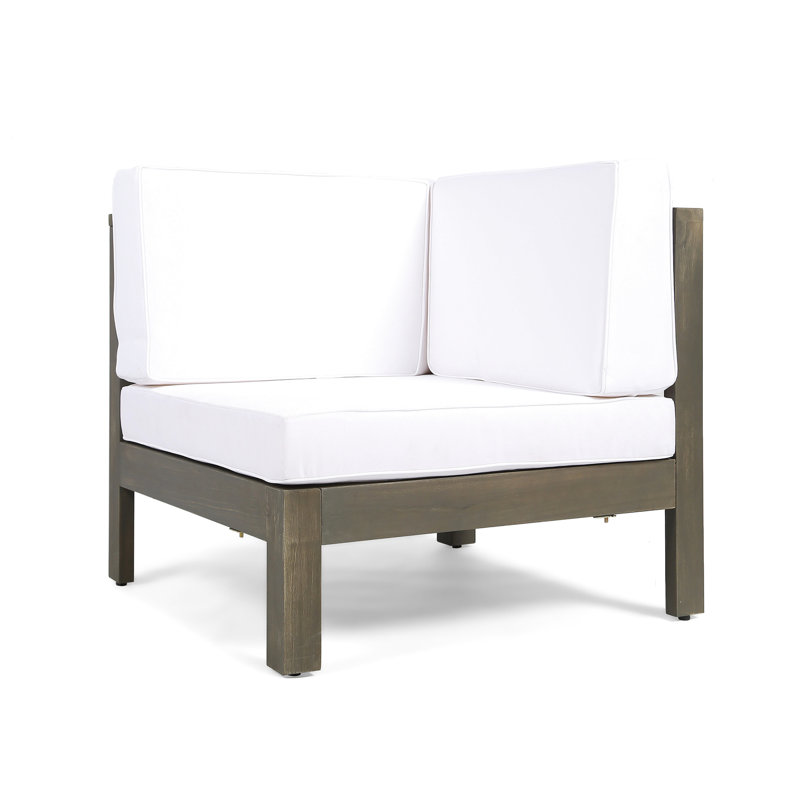Chair Corner, White - Wood Construction, Cushion With Water Resistance Corner Seat In Water- Upholstery, 29.84”w X 29.84”d 27.11”h