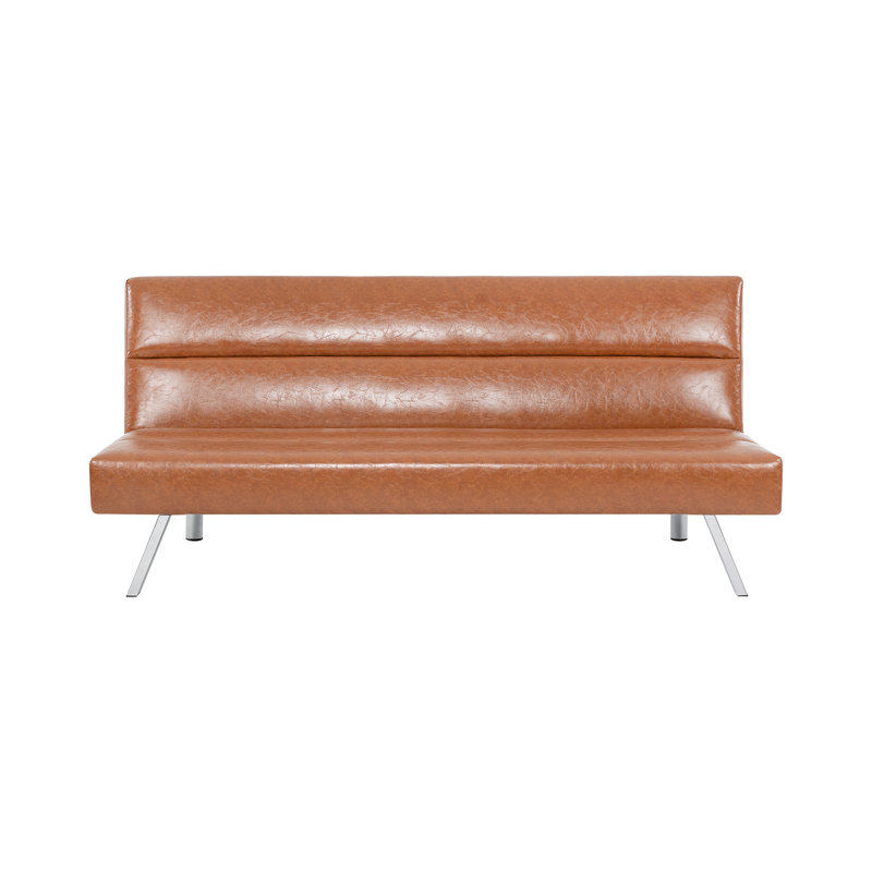 Bernardine Twin 31.8" Wide Sofa Bed Faux Leather Futon Modern Convertible Folding Sofa Bed Couch, Caramel Faux Leather