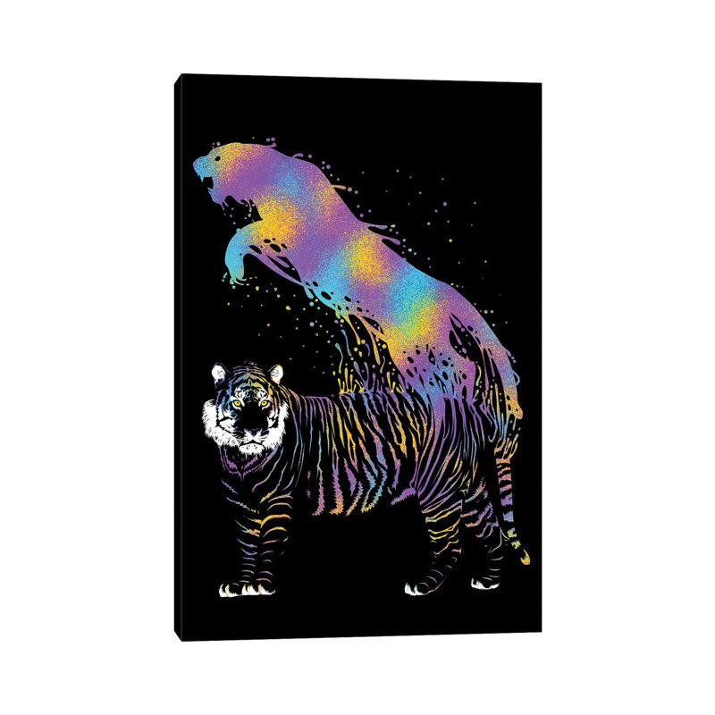 Tiger Ink Colorful by Alberto Perez - Wrapped Canvas Print, 20.32 cm H x 30.48 cm W