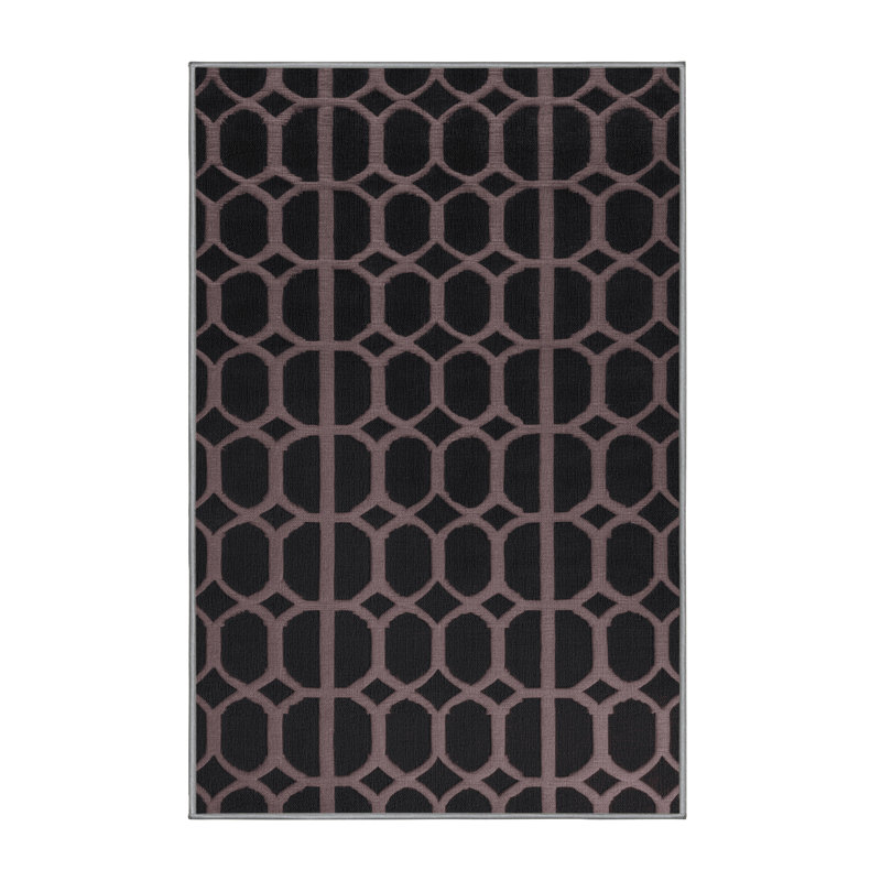 Machine Washable Trellis Purple Area Rug, Rectangle 2' x 3'