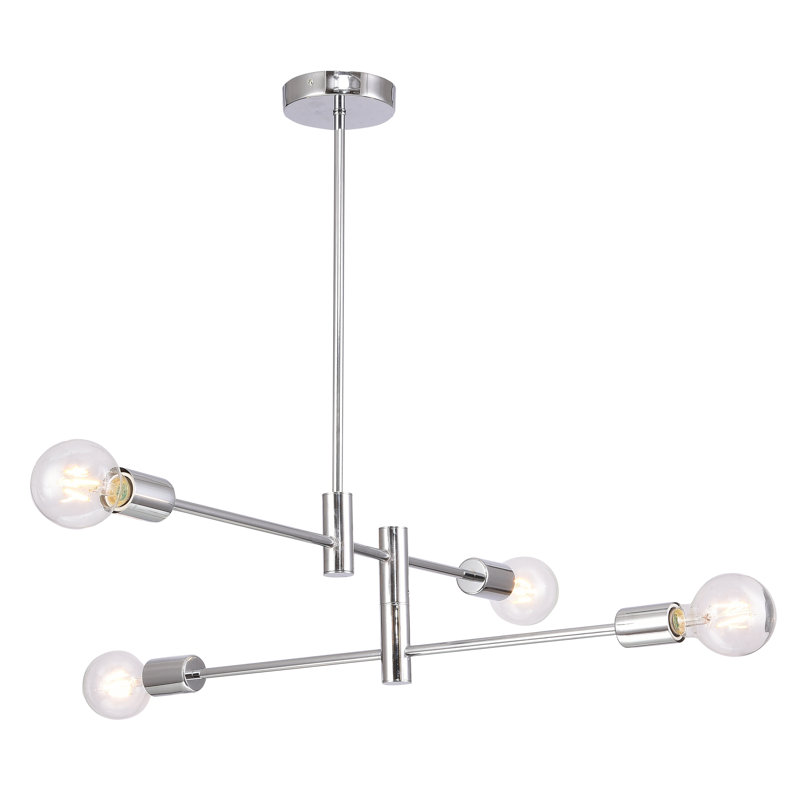 Lustre linéaire moderne Spoutnik à 4 lumières Finchley, Chrome