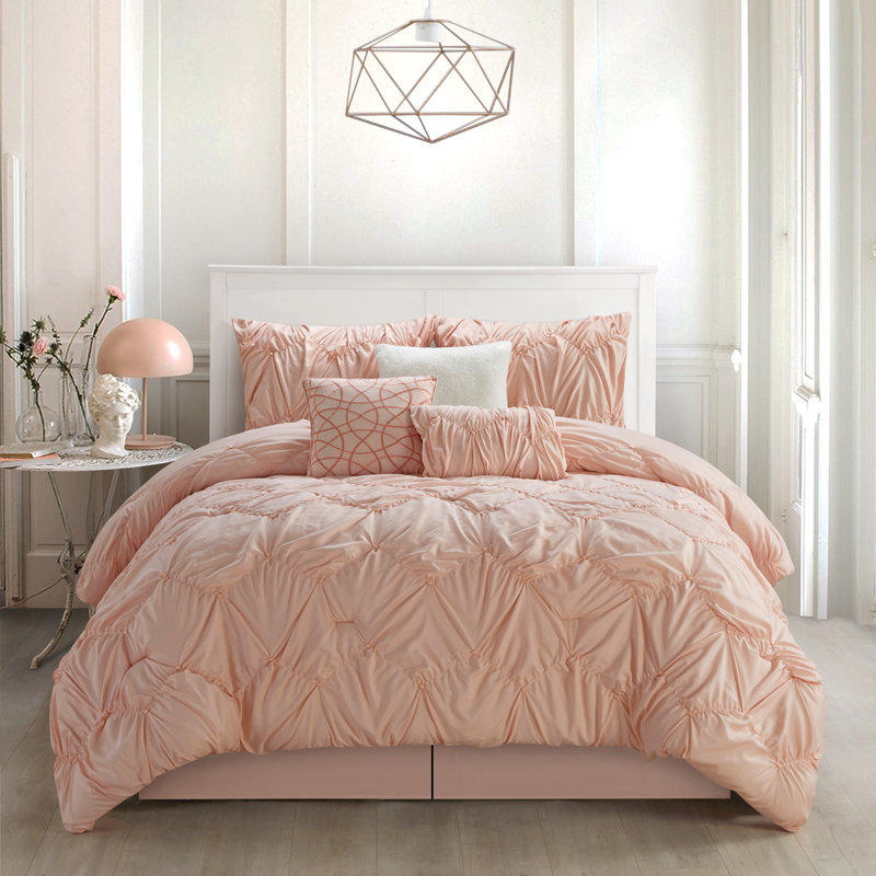 Ensemble d'édredon en microfibre 7 pièces istana, Rosé, Édredon de très grande taille et 6 pièces suppl