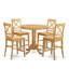 Ensemble de table de salle à manger 5 pièces à hauteur de comptoir comprenant une table ronde en bois avec piédestal et 4 chaises de cuisine, 36 x 36 pouces, chêne-217726952-172578310