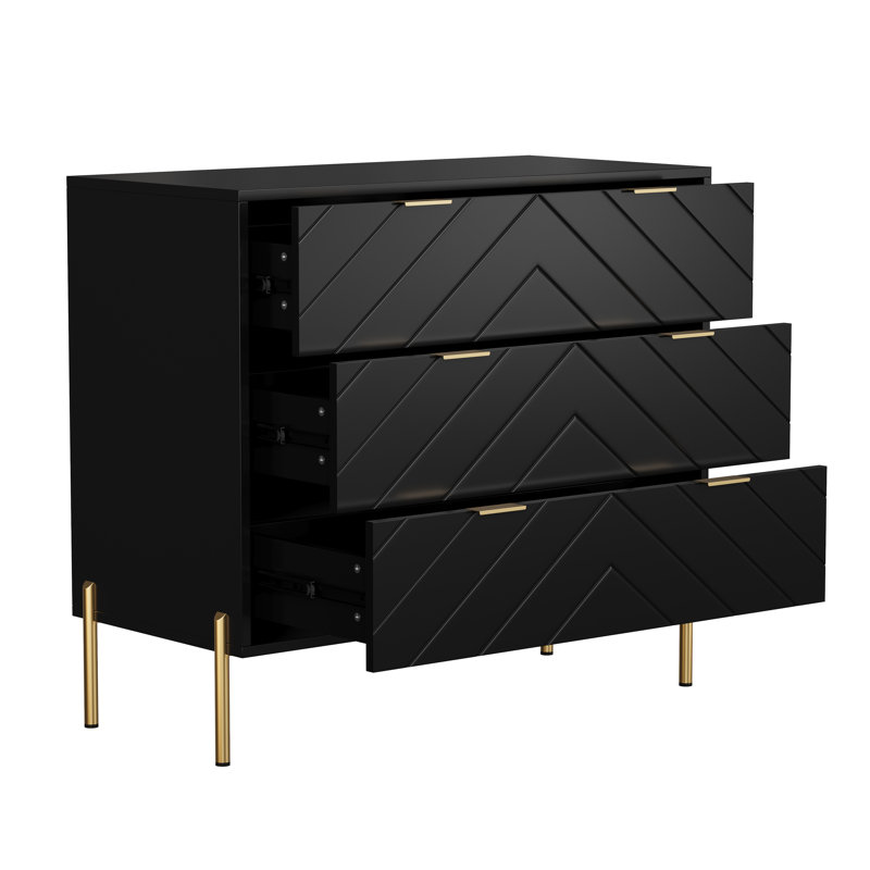 3-Drawer Nightstand Modern Tall Bedside Table with Storage Drawers, Black